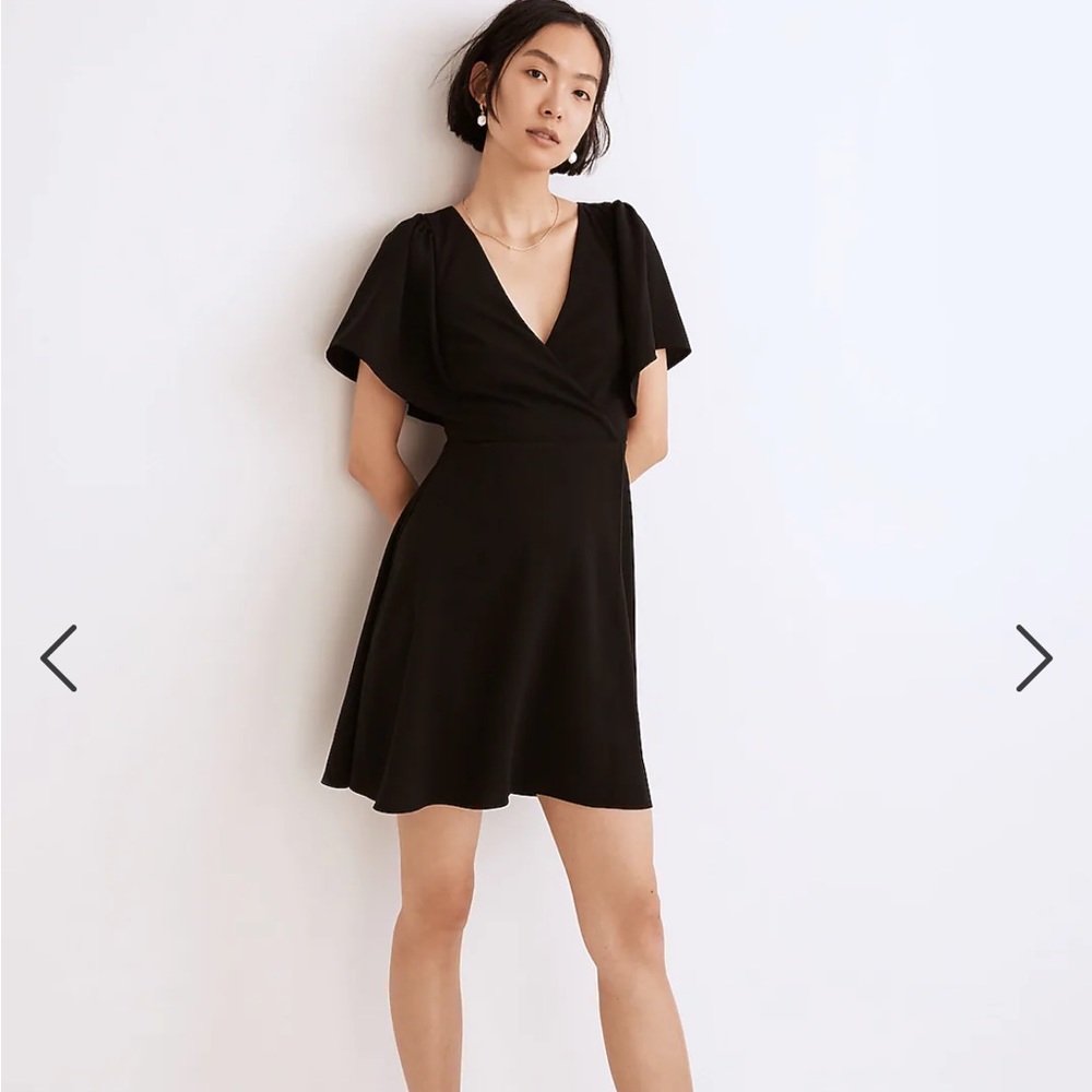 Madewell Cape-Sleeve Mini Dress Black Sz 6 NWT